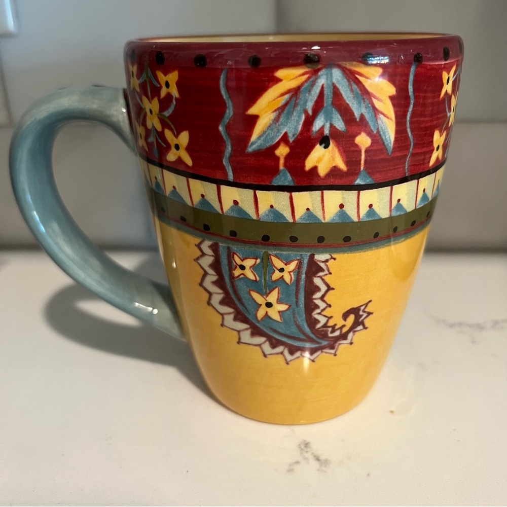 Colorful Ceramic Mug with Floral Design 16oz